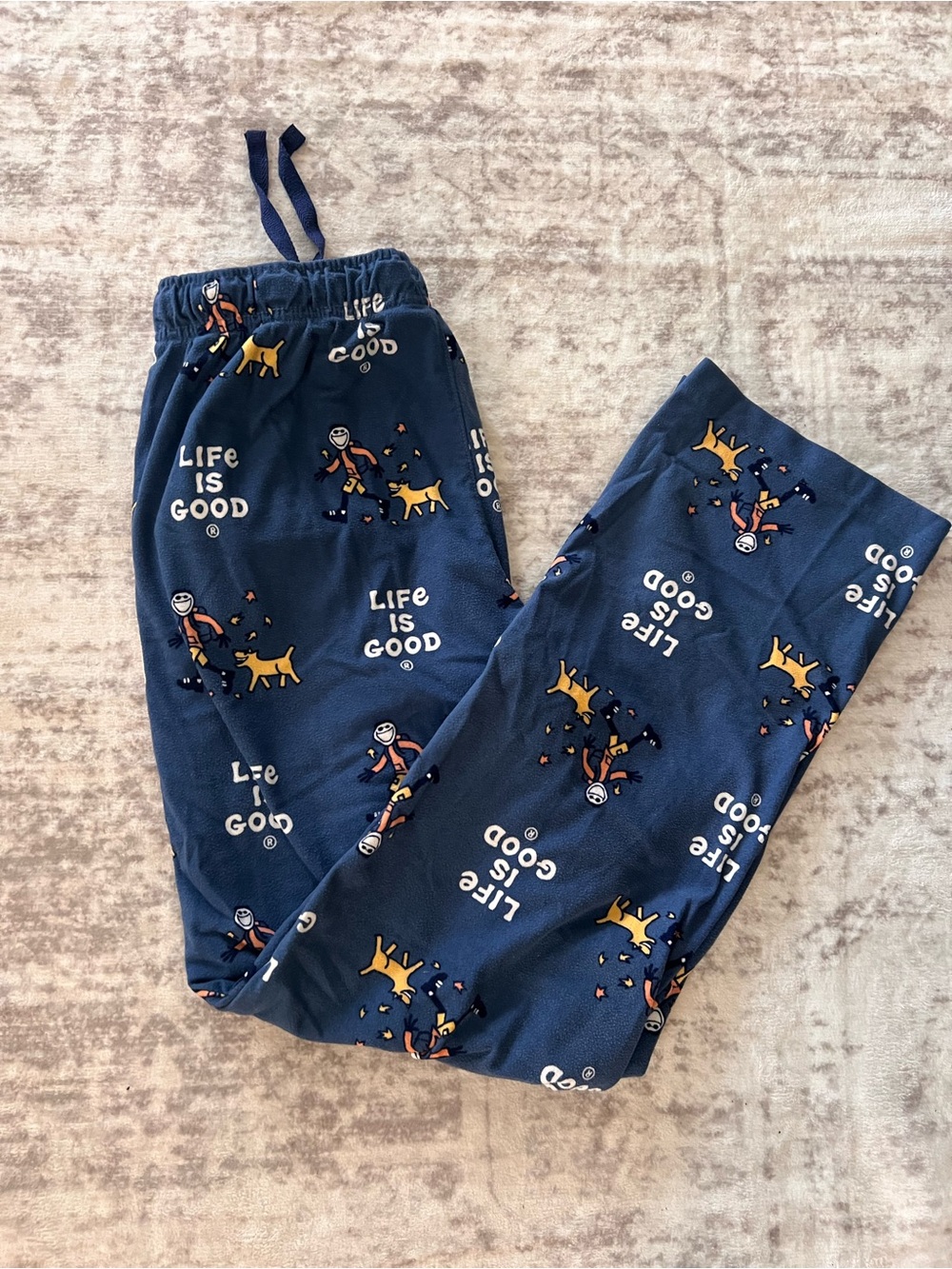Mens Navy 'Life Is Good' Dog Print Pajama Pants